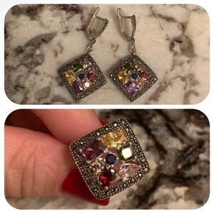 Judith Jack Rare Vintage Sterling Silver Earrings & Ring Set